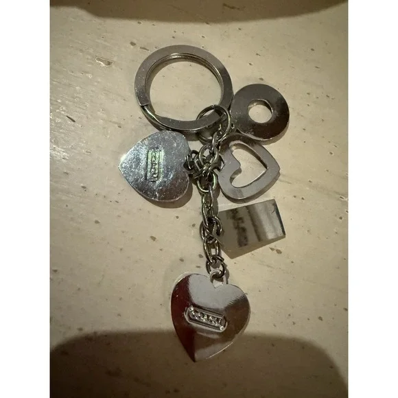 Vintage COACH Pink Pave Hearts Stars Swarovski Crystal Multi Charm Keychain Fob - Picture 5 of 5